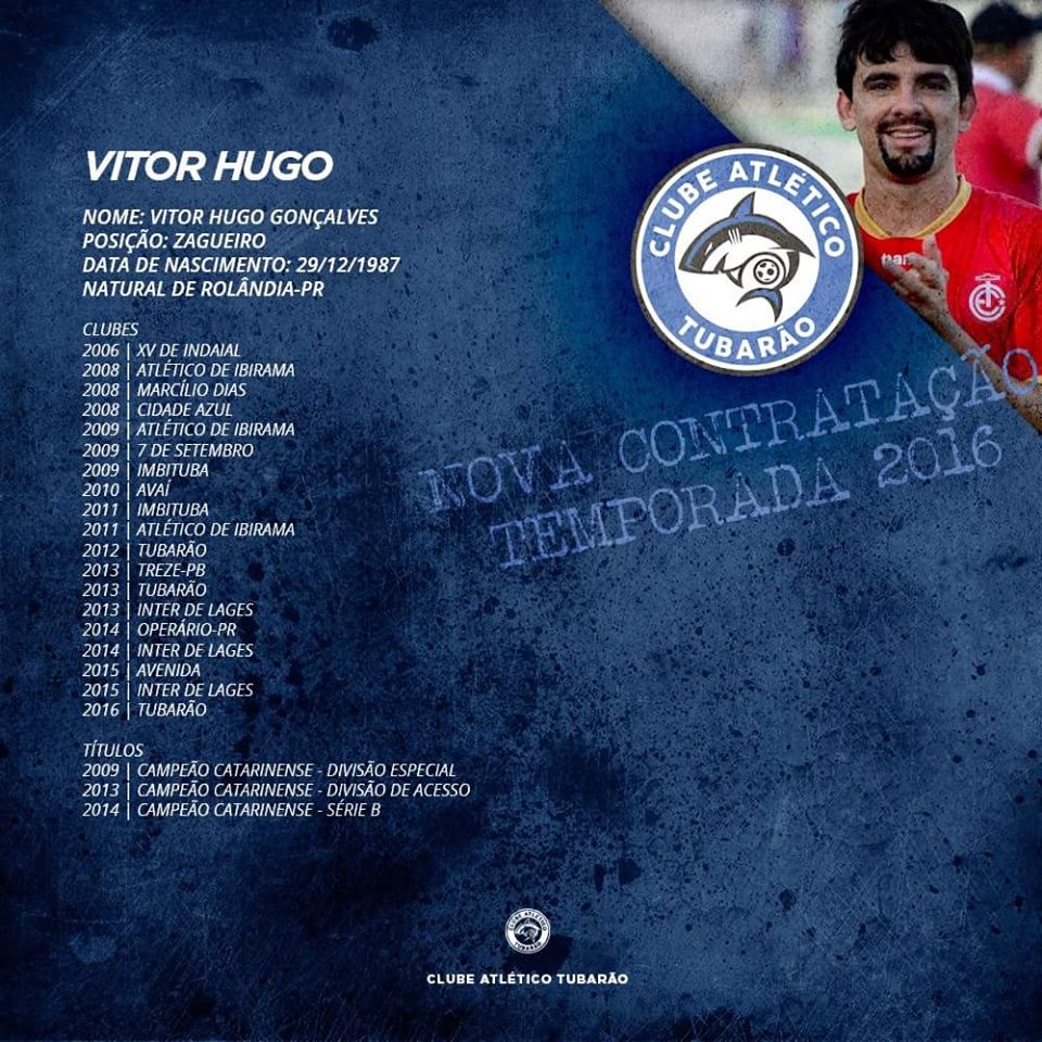 Zagueirão Vitor Hugo acerta com Atlético Tubarão!