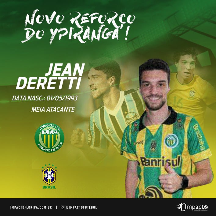 Reforço!!! Jean Deretti acerta com Ypiranga-RS na Série C