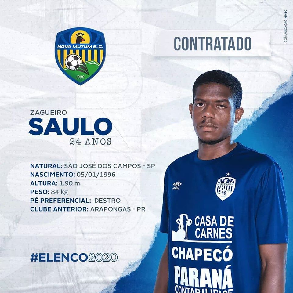 Reforço 2020! Zagueiro - Saulo fecha no Nova Mutum-MT