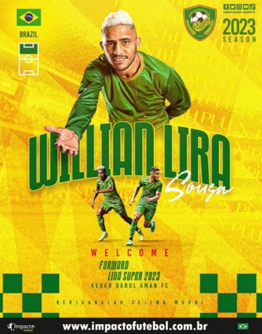 Negocio Internacional! Willian Lira é do Kedah da Malásia