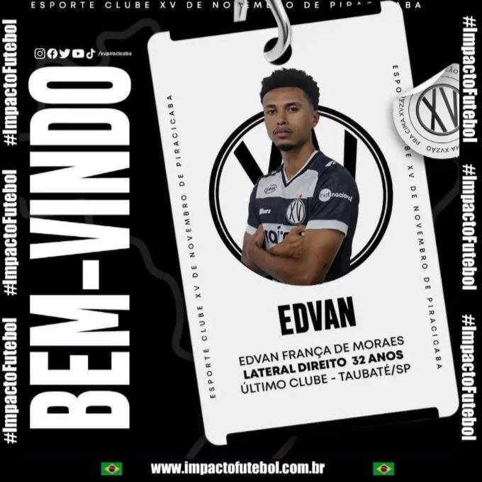 Negocio Fechado! Edvan (Lateral Direito) volta ao XV Piracicaba-SP