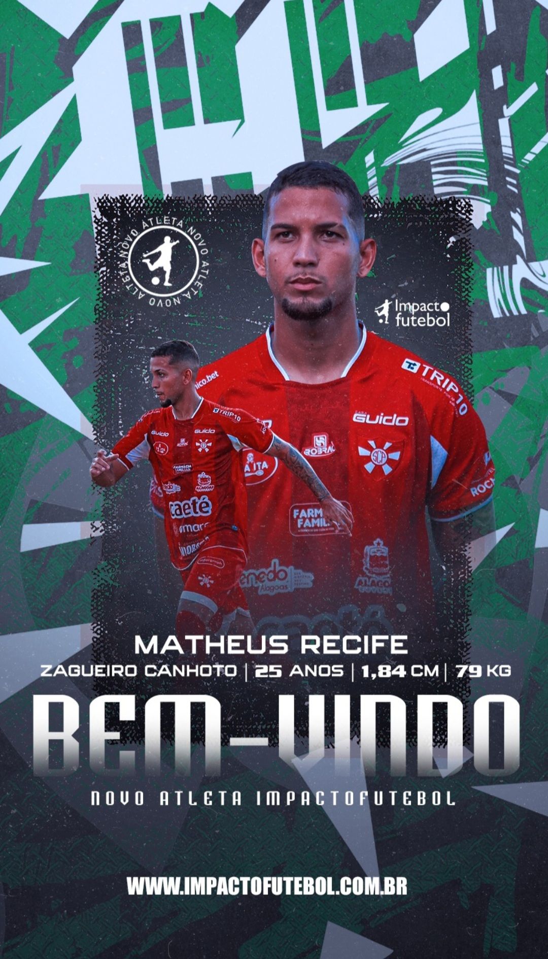 Novo atleta Impacto! Matheus Recife - Zagueiro Canhoto